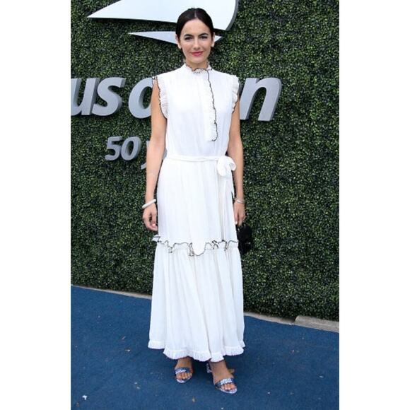 Tory Burch White Meredith Maxi Dress Ruffled Tiered Size 8 - Picture 2 of 7